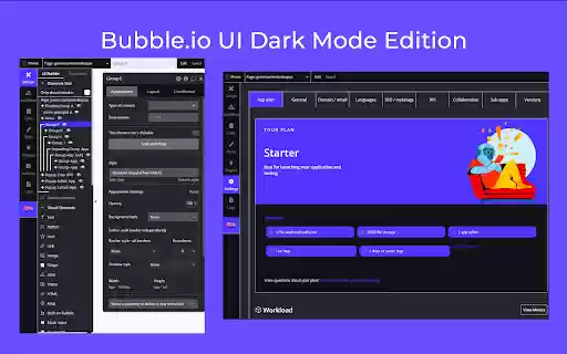 Bubble.io UI Dark Mode Edition  from Chrome web store to be run with OffiDocs Chromium online