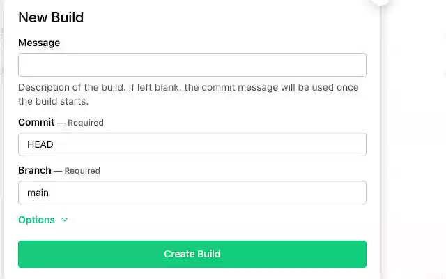 Buildkite New Build Branch Helper  from Chrome web store to be run with OffiDocs Chromium online