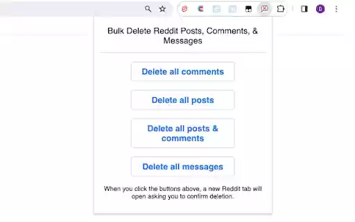 Bulk Delete Reddit Posts  Comments History  from Chrome web store to be run with OffiDocs Chromium online