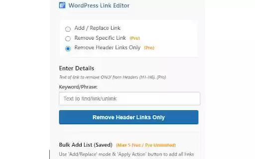 Bulk Link Editor  from Chrome web store to be run with OffiDocs Chromium online