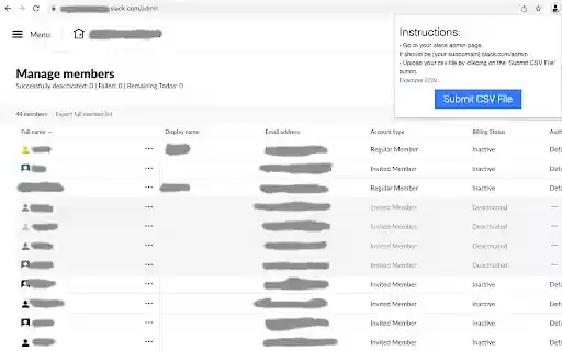 Bulk Slack User Deactivation  from Chrome web store to be run with OffiDocs Chromium online
