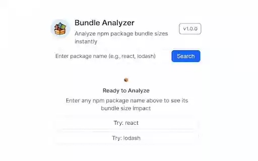Bundle Size Analyzer  from Chrome web store to be run with OffiDocs Chromium online