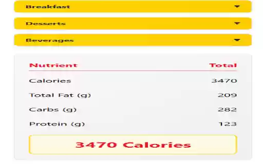 Burger King Nutrition Calculator  from Chrome web store to be run with OffiDocs Chromium online