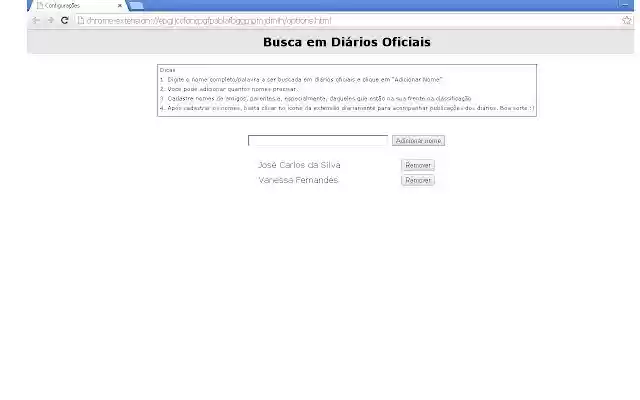 Busca em Diários Oficiais from Chrome web store to be run with OffiDocs Chromium online Busca em Diários Oficiais from Chrome web store to be run with OffiDocs Chromium online