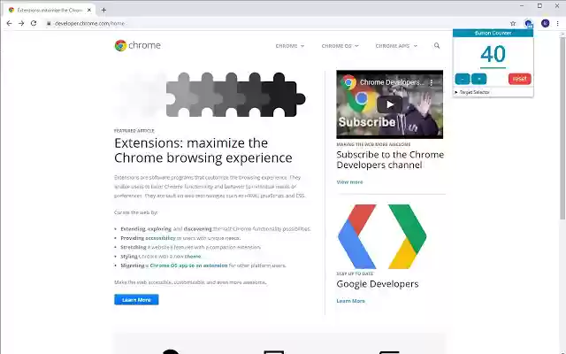 OffiDocs Chromium 온라인에서 실행되는 Chrome 웹 스토어의 Button Counter G
