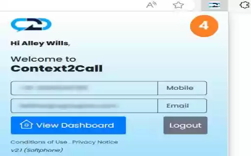 C2C Softphone  from Chrome web store to be run with OffiDocs Chromium online