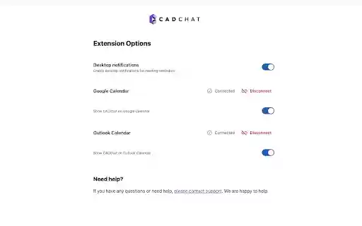 CADchat Calendar Extension  from Chrome web store to be run with OffiDocs Chromium online