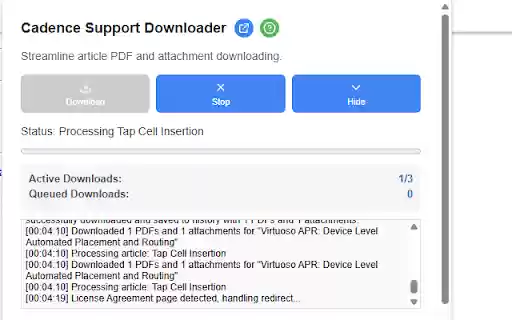 Cadence Support Downloader  from Chrome web store to be run with OffiDocs Chromium online