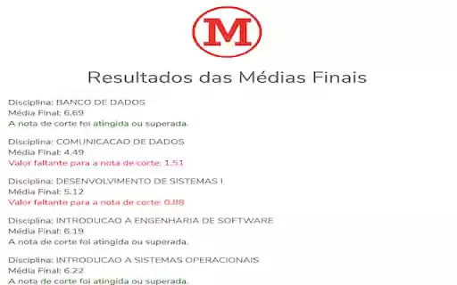 Calculadora de Notas EAD Mackenzie  from Chrome web store to be run with OffiDocs Chromium online
