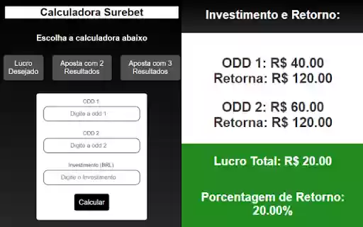 Calculadora Surebet  from Chrome web store to be run with OffiDocs Chromium online