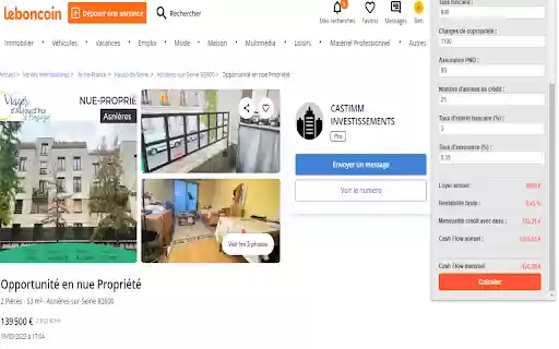 Calcul Rentabilité  from Chrome web store to be run with OffiDocs Chromium online