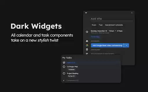 Calendar Dark Mode  from Chrome web store to be run with OffiDocs Chromium online