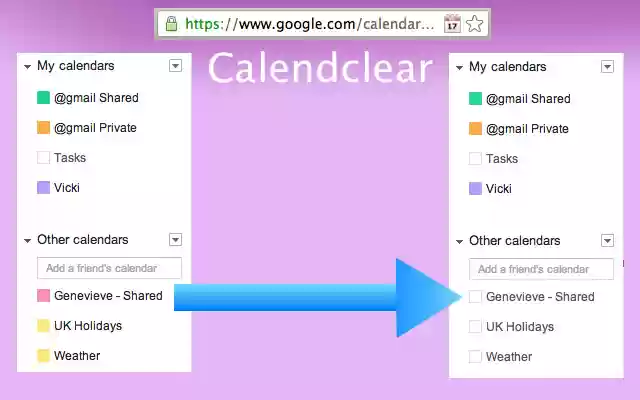 Calendclear  from Chrome web store to be run with OffiDocs Chromium online