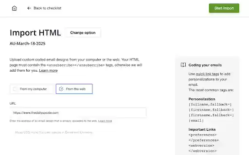 Campaign Monitor HTML Import Helper by The Daily Upside from Chrome web store to be run with OffiDocs Chromium online Campaign Monitor HTML Import Helper by The Daily Upside from Chrome web store to be run with OffiDocs Chromium online