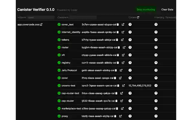 Canister Verifier  from Chrome web store to be run with OffiDocs Chromium online