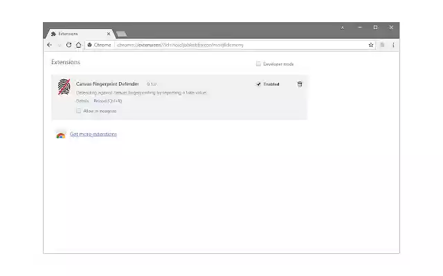 Chrome वेब स्टोर से कैनवस फ़िंगरप्रिंट डिफेंडर को ऑफ़िडॉक्स क्रोमियम ऑनलाइन के साथ चलाया जाएगा