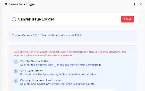 Canvas Issue Logger  from Chrome web store to be run with OffiDocs Chromium online
