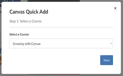 Canvas LMS Quick Add  from Chrome web store to be run with OffiDocs Chromium online