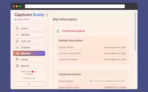 Capricorn Buddy  from Chrome web store to be run with OffiDocs Chromium online