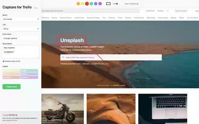 Capture for Trello  from Chrome web store to be run with OffiDocs Chromium online