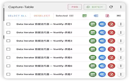 Capture Table  from Chrome web store to be run with OffiDocs Chromium online