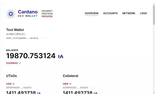 Cardano Dev Wallet  from Chrome web store to be run with OffiDocs Chromium online