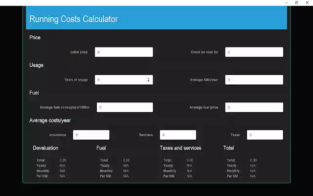 Car Running Costs Calculator  from Chrome web store to be run with OffiDocs Chromium online