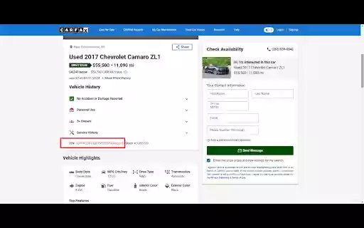 Car SimulCast Instant VIN Report  from Chrome web store to be run with OffiDocs Chromium online