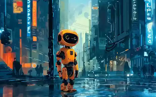 cartoon ai robot scene  from Chrome web store to be run with OffiDocs Chromium online