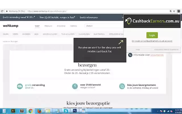 CashbackEarners_com_au Alertbar  from Chrome web store to be run with OffiDocs Chromium online