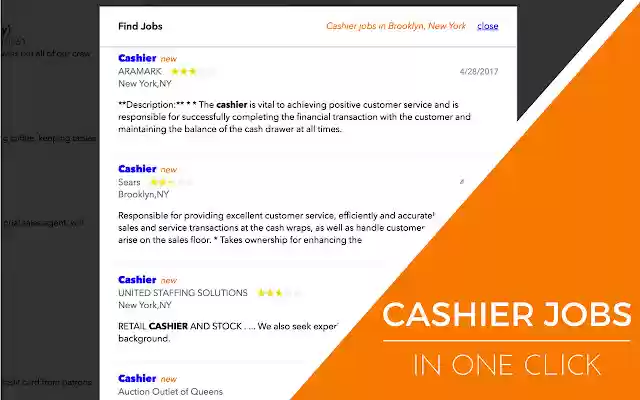 Cashier Jobs  from Chrome web store to be run with OffiDocs Chromium online