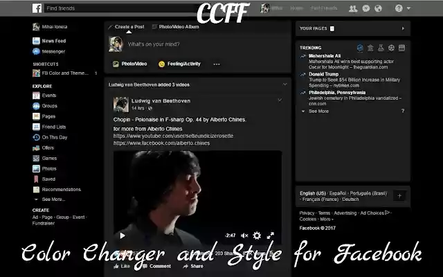 CCFF Color Changer and Style for Facebook  from Chrome web store to be run with OffiDocs Chromium online