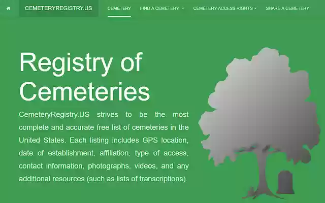 CemeteryRegistry.US from Chrome web store to be run with OffiDocs Chromium online CemeteryRegistry.US from Chrome web store to be run with OffiDocs Chromium online