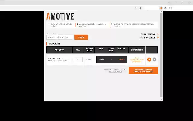 Cercaricambi Amotive  from Chrome web store to be run with OffiDocs Chromium online