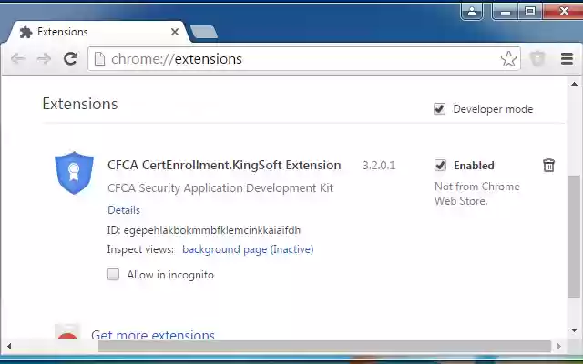 CFCA CertEnrollment.KingSoft Extension  from Chrome web store to be run with OffiDocs Chromium online