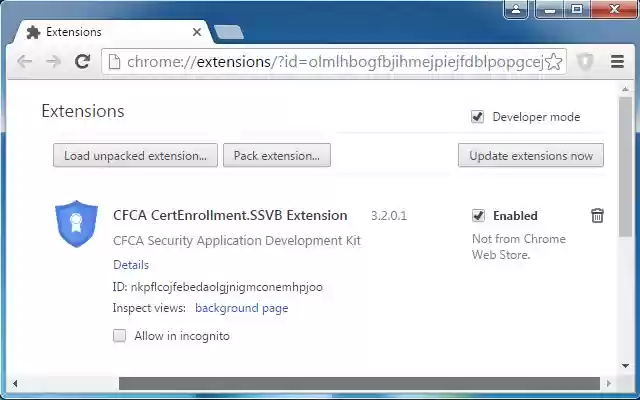 CFCA CertEnrollment.SSVB Extension  from Chrome web store to be run with OffiDocs Chromium online