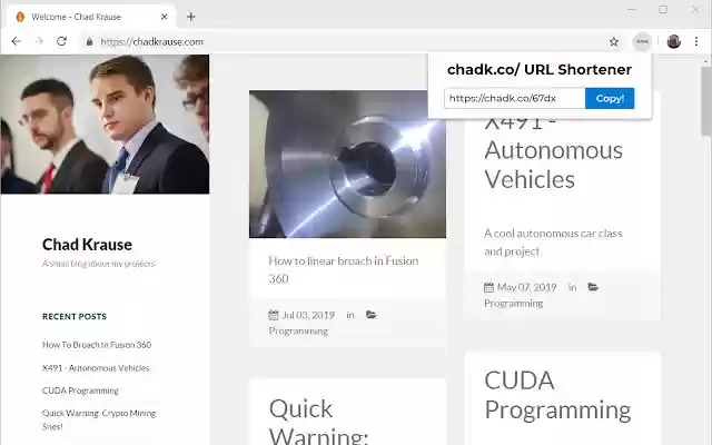 Chadk.co/ URL Shortener  from Chrome web store to be run with OffiDocs Chromium online