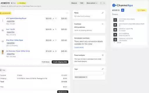 ChannelApe  from Chrome web store to be run with OffiDocs Chromium online