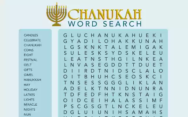 Chanukah Word Search  from Chrome web store to be run with OffiDocs Chromium online