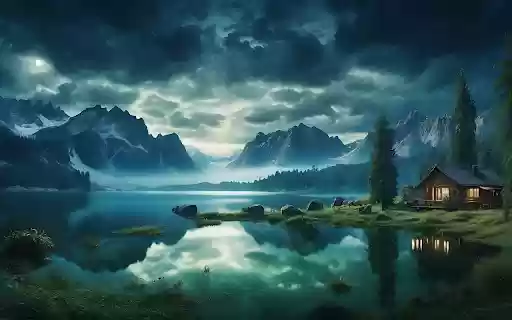 Charming mountains and water  from Chrome web store to be run with OffiDocs Chromium online