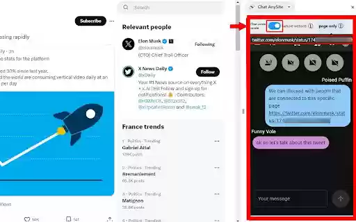 Chat AnySite  from Chrome web store to be run with OffiDocs Chromium online