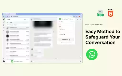 ChatBackup for WhatsApp Download WhatsApp chat history from PC  from Chrome web store to be run with OffiDocs Chromium online