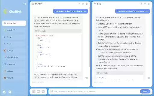 ChatBot AI ChatGPT  Claude  Bard  Bing  from Chrome web store to be run with OffiDocs Chromium online