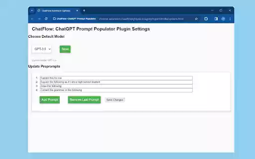 ChatFlow: ChatGPT Prompt Populator  from Chrome web store to be run with OffiDocs Chromium online