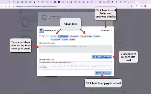 ChatGPT AI assistant for LinkedIn™  from Chrome web store to be run with OffiDocs Chromium online