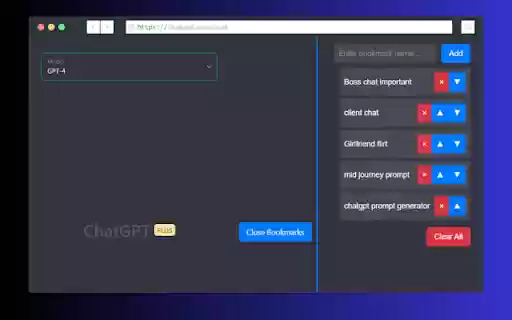 ChatGPT Bookmark Manager from Chrome web store to be run with OffiDocs Chromium online ChatGPT Bookmark Manager from Chrome web store to be run with OffiDocs Chromium online