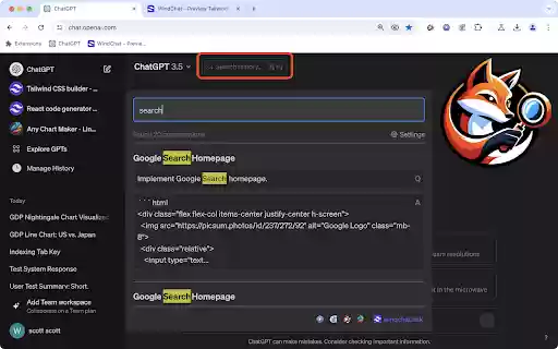 ChatGPT Conversation History Search  Claude AI Messages Search  from Chrome web store to be run with OffiDocs Chromium online