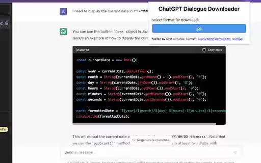 ChatGPT Dialogue Downloader  from Chrome web store to be run with OffiDocs Chromium online