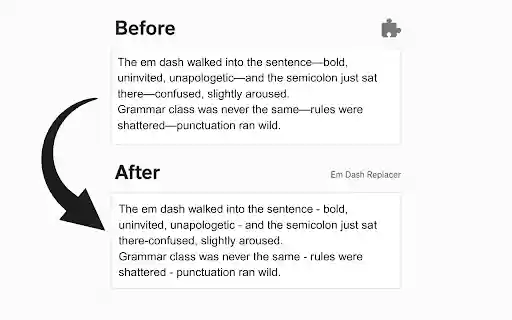 ChatGPT Em Dash Replacer  from Chrome web store to be run with OffiDocs Chromium online