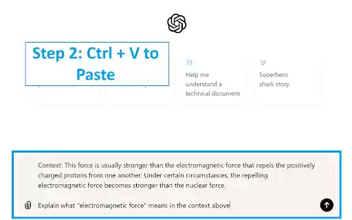 ChatGPT Explain in context right click shortcut  from Chrome web store to be run with OffiDocs Chromium online